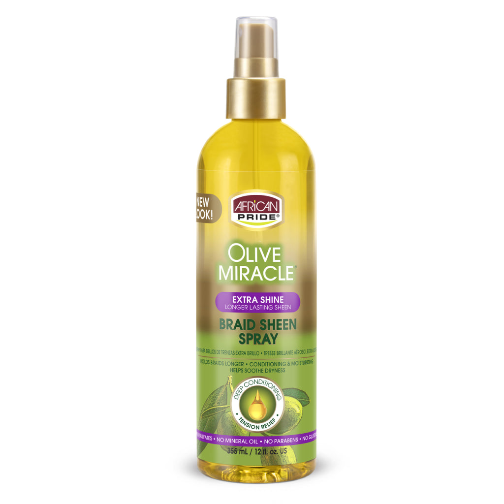 African Pride Olive Miracle Braid Sheen Spray -Extra Shine- 12 oz