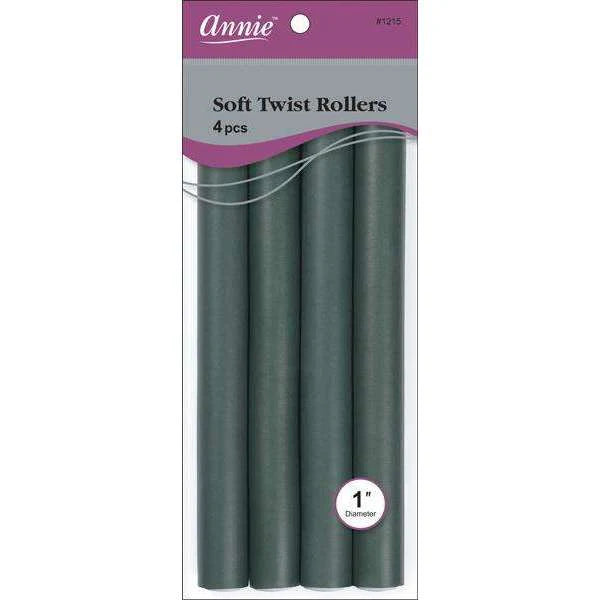 Annie Soft Twist Rollers 1" XL Dark Green  (4pcs) #1215