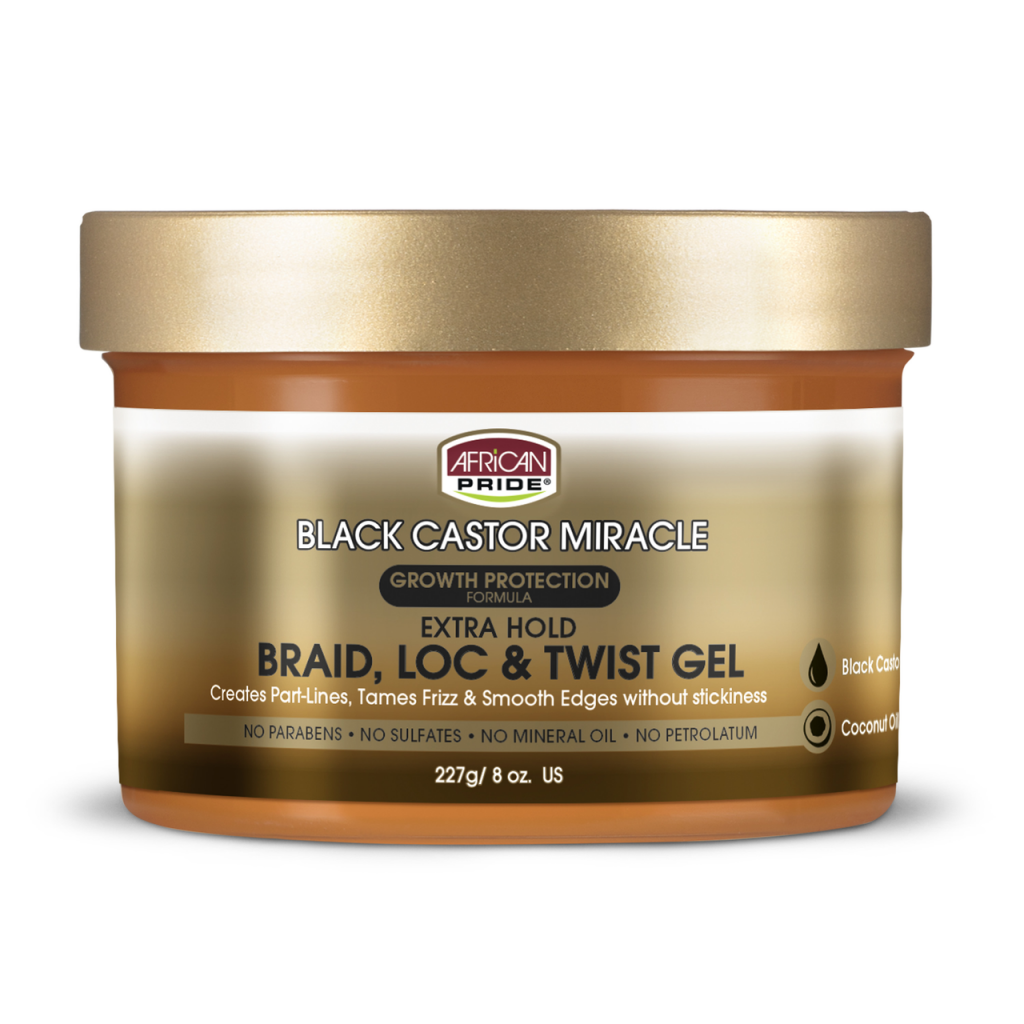 African Pride Black Castor Miracle Braid Loc & Twist Gel 8 oz