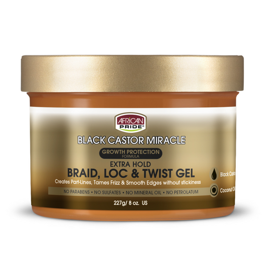 African Pride Black Castor Miracle Braid Loc & Twist Gel 8 oz