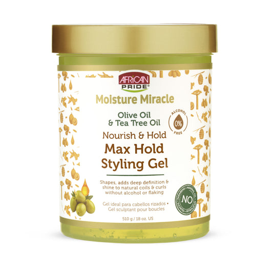 African Pride Moist Miracle Styling Gel w/Olive & Tea tree Oil 18 oz